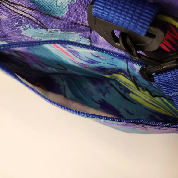 Colorful Duffel Sports Gym Bag Wacky Scribble Pattern Blue Purple Pink - Picture 3 of 9